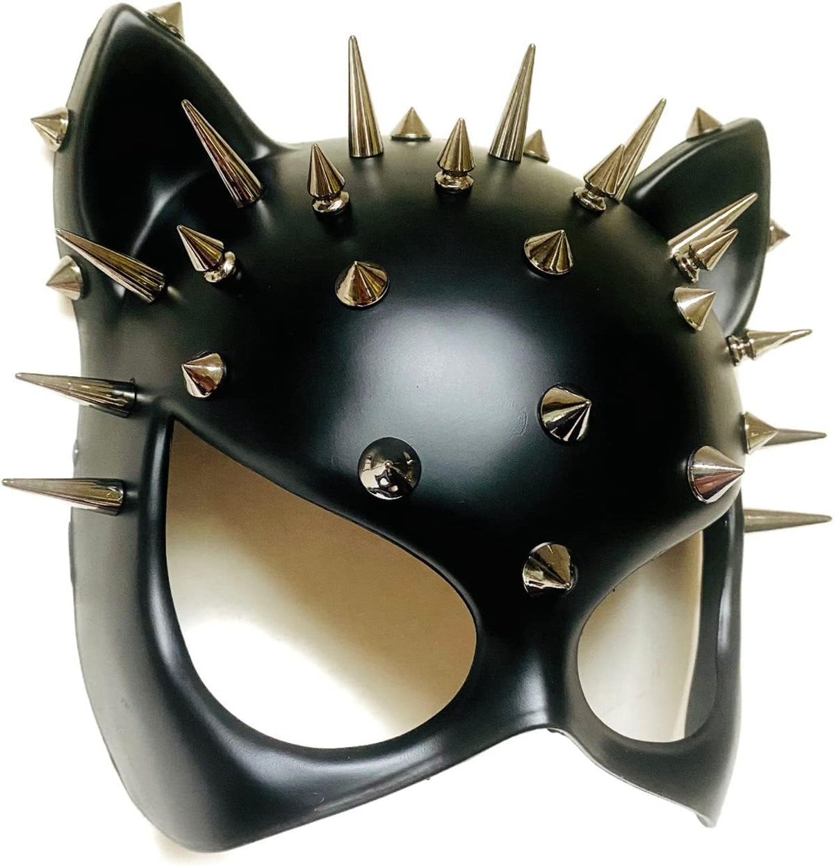 Black spiked cat masquerade mask, angled view
