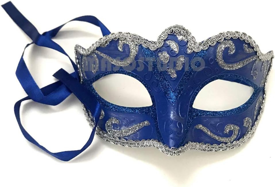 Silver Blue Masquerade Ball Mask Pair Cosplay Prom Dance Birthday Party Wear or Deco