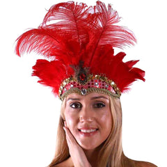 Show Girl Carnival Festival Masquerade Party Headpiece Ostrich Feather Headband Headdress