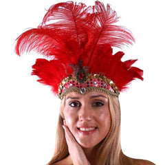 MASQSTUDIO Show Girl Carnival Festival Masquerade Party Headpiece Ostrich Feather Headband Headdress