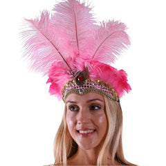 Show Girl Carnival Festival Masquerade Party Headpiece Ostrich Feather Headband Headdress