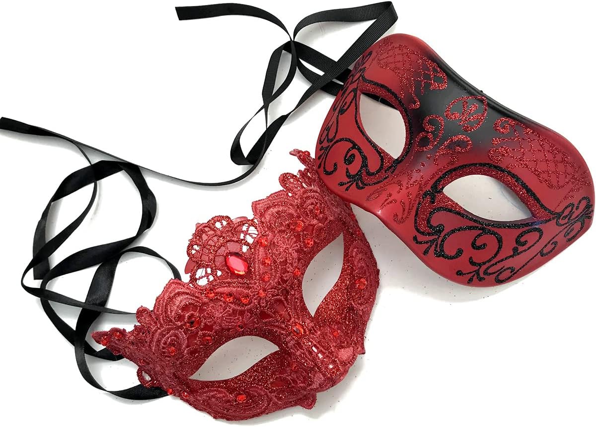Brocade Lace Masquerade Ball eye Mask Pair Burlesque Mardi Gras Birthday Prom Wedding Party