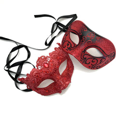 MASQ Brocade Lace Masquerade Ball Mask Pair Burlesque Mardi Gras Birthday Prom Wedding Party