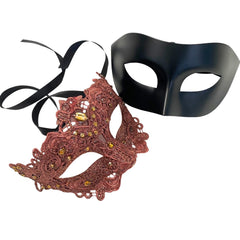 MASQ Brocade Lace Masquerade Ball Mask Pair Burlesque Mardi Gras Birthday Prom Wedding Party