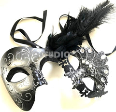 Couple Masquerade Feather Phantom Mask Cosplay Prom Dance Birthday Party