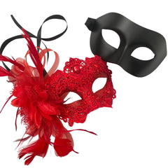 MASQ Brocade Lace Masquerade Ball Mask Pair Burlesque Mardi Gras Birthday Prom Wedding Party