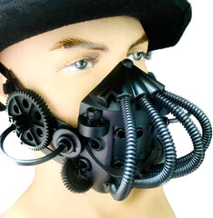 Masquerade Gas Mask Respirator Jaw Mask with Hose Tube Steampunk Burning Man Halloween Party Wear