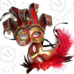 Mardi Gras Masquerade Jolly Jester Music Mask Pair Cosplay Prom Dance Birthday Party Wear or Deco