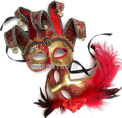 Mardi Gras Masquerade Jolly Jester Music Mask Pair Cosplay Prom Dance Birthday Party Wear or Deco