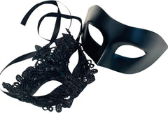MASQ Brocade Lace Masquerade Ball Mask Pair Burlesque Mardi Gras Birthday Prom Wedding Party