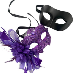 MASQ Brocade Lace Masquerade Ball Mask Pair Burlesque Mardi Gras Birthday Prom Wedding Party