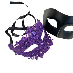 MASQ Brocade Lace Masquerade Ball Mask Pair Burlesque Mardi Gras Birthday Prom Wedding Party