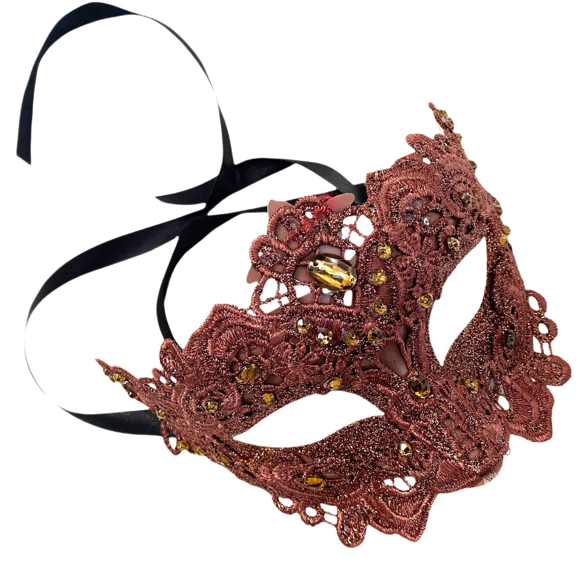 Masquerade mask image for style option Brown Lace from Masquerade Mask Studio