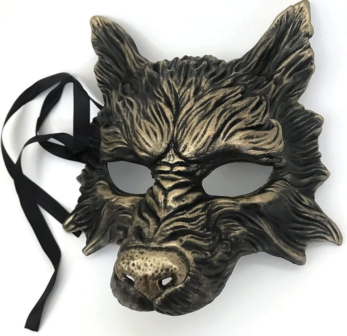 Black and gold wolf masquerade mask