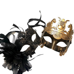 MASQ Brocade Lace Masquerade Ball Mask Pair Burlesque Mardi Gras Birthday Prom Wedding Party