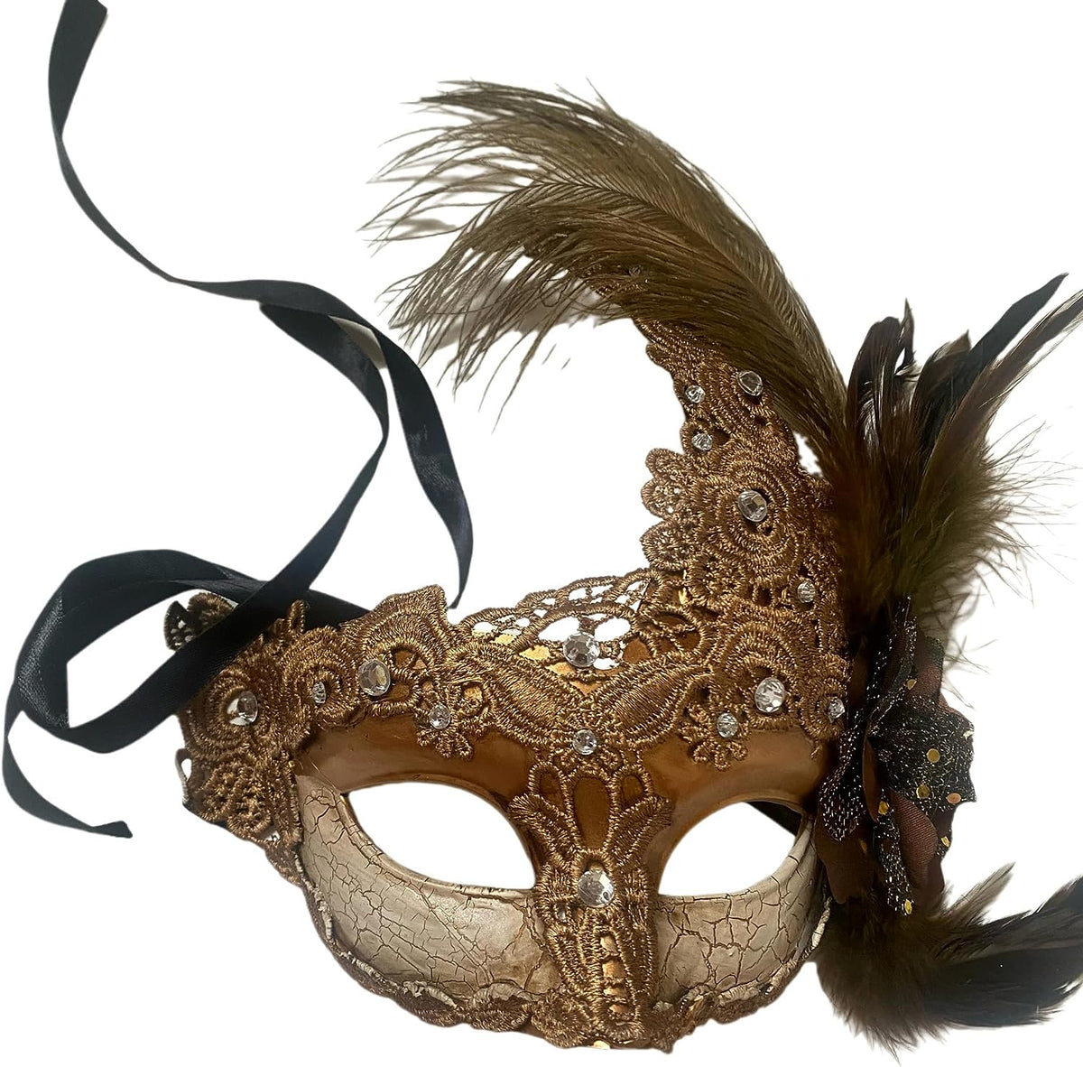 Brocade Lace Masquerade Ball Mask for Burlesque Mardi Gras Birthday Prom Wedding Party