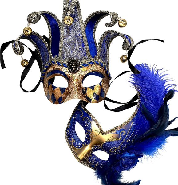 MASQSTUDIO Couples Masquerade Mask Jolly Jester Cosplay Mardi Gras Prom Dance Birthday Party Wear or Deco
