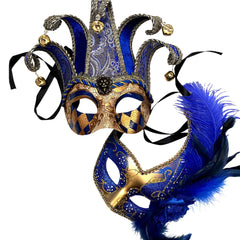 MASQSTUDIO Couples Masquerade Mask Jolly Jester Cosplay Mardi Gras Prom Dance Birthday Party Wear or Deco