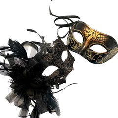 MASQ Brocade Lace Masquerade Ball Mask Pair Burlesque Mardi Gras Birthday Prom Wedding Party