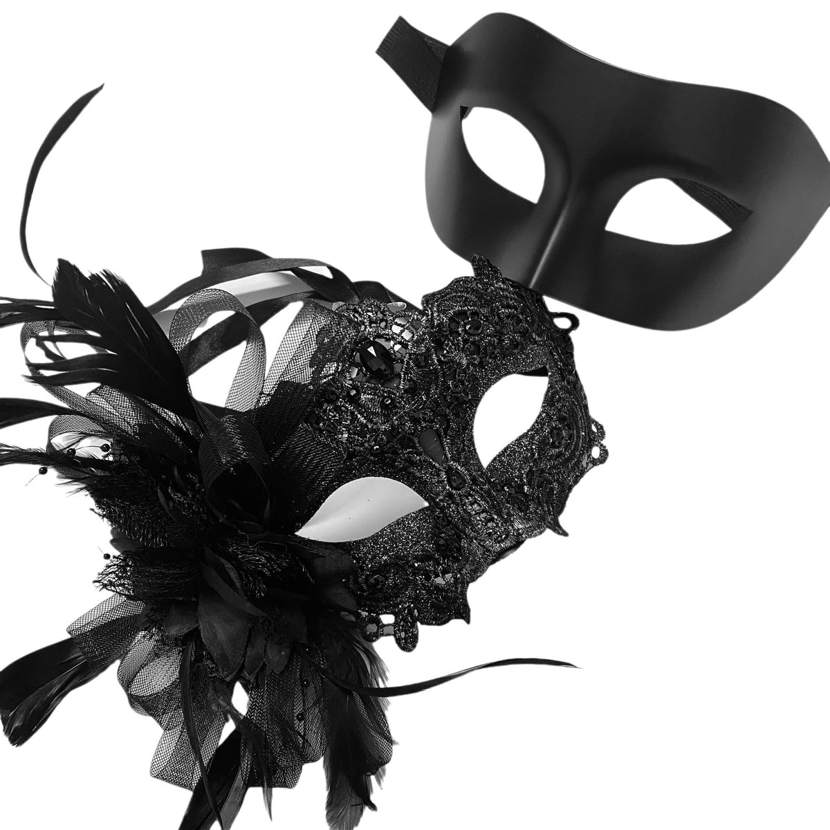 Masquerade mask image for style option Bkf W Bk from Masquerade Mask Studio