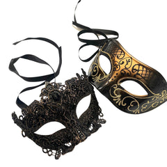 MASQ Brocade Lace Masquerade Ball Mask Pair Burlesque Mardi Gras Birthday Prom Wedding Party