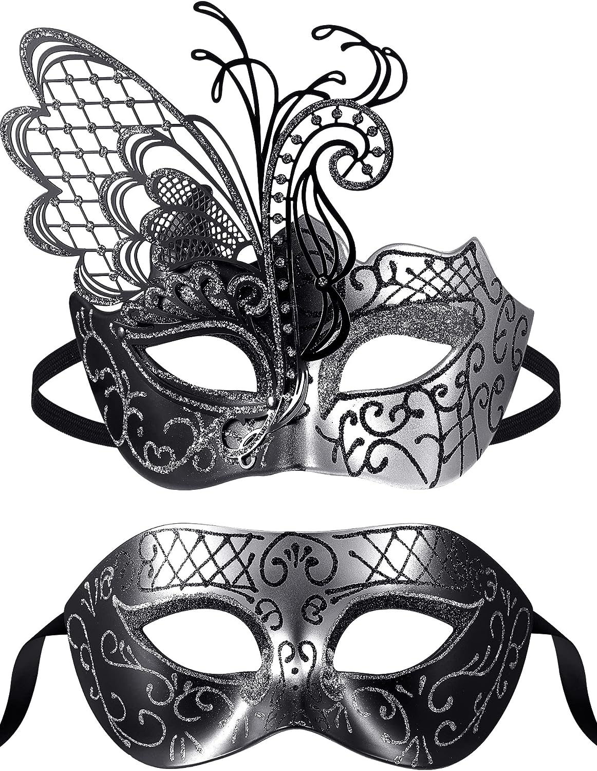 Couples Masquerade Masks Butterfly Venetian Face Cover for Mardi Gras Halloween Masquerade Party Costume
