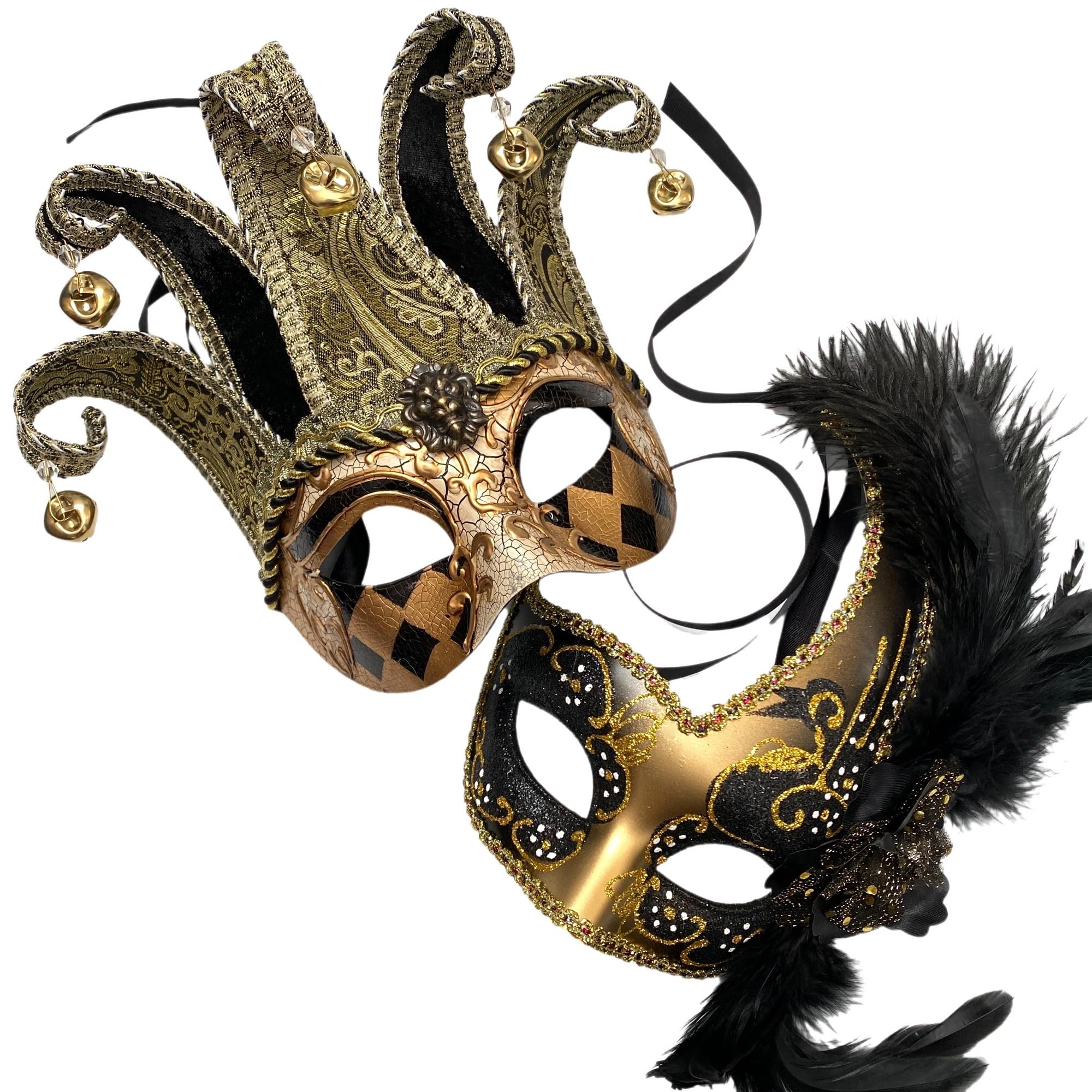 MASQSTUDIO Couples Masquerade Mask Jolly Jester Cosplay Mardi Gras Prom Dance Birthday Party Wear or Deco
