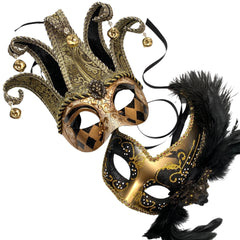 MASQSTUDIO Couples Masquerade Mask Jolly Jester Cosplay Mardi Gras Prom Dance Birthday Party Wear or Deco