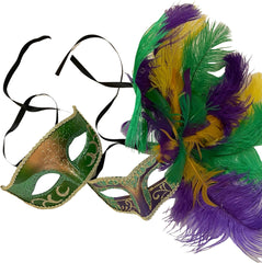 Mardi Gras Masquerade Mask Pair Cosplay Prom Dance Birthday Party Wear or Cake Topper Deco