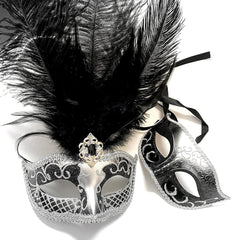 Masquerade Feather Mask Pair Dress up Birthday Party Prom Wedding Dance Anniversary Wear