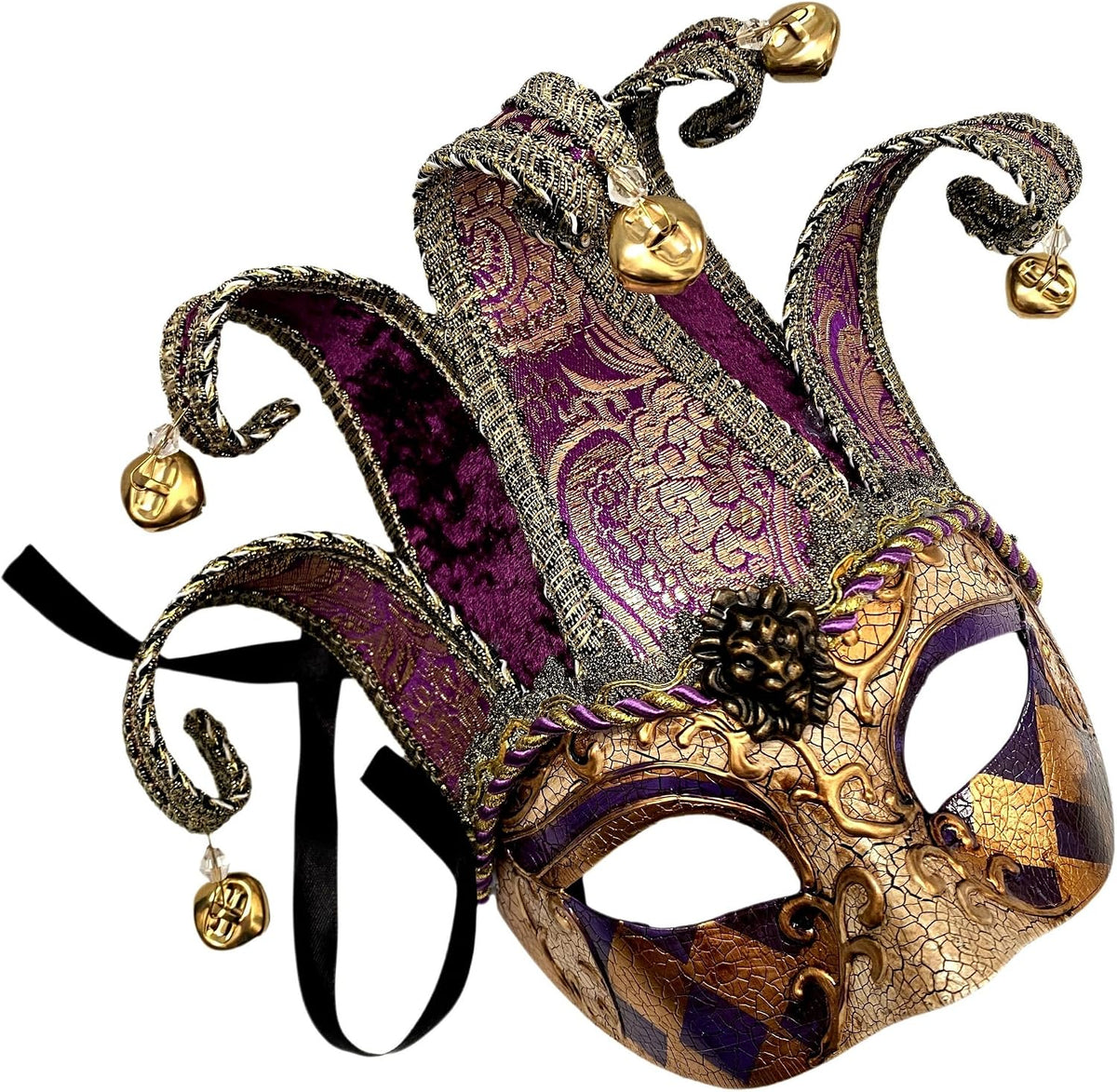 Unisex Mens Mardi Gras Vintage Harlequins Masquerade Jolly Jester Mask Cosplay Dance Birthday Carnival Party