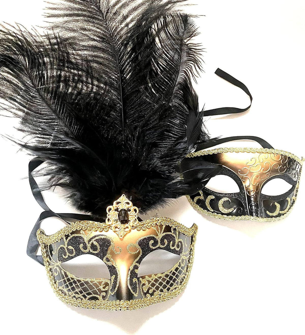 Masquerade Feather Mask Pair Dress up Birthday Party Prom Wedding Dance Anniversary Wear