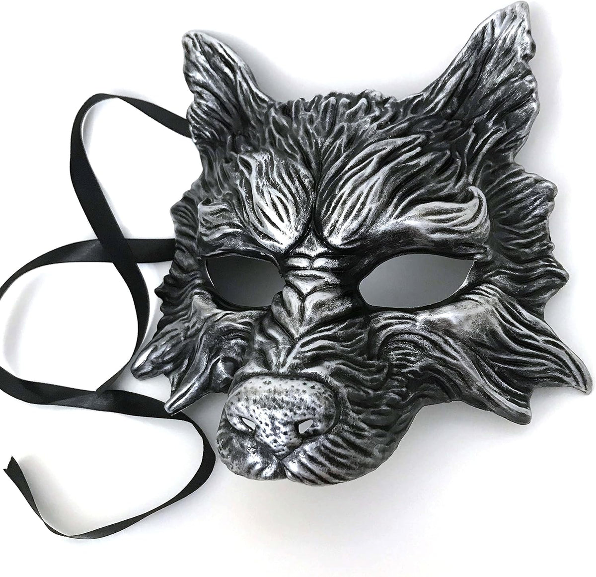 White wolf costume mask with elastic band