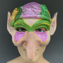 Mens Masquerade The Elf Mask Handpaint Half Eye Open mouth Mask Dress up Birthday Cosplay Christmas New Year Party Wear
