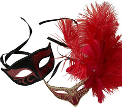 Mardi Gras Masquerade Mask Pair Cosplay Prom Dance Birthday Party Wear or Cake Topper Deco