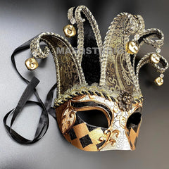 Unisex Mens Mardi Gras Vintage Harlequins Masquerade Jolly Jester Mask Cosplay Dance Birthday Carnival Party