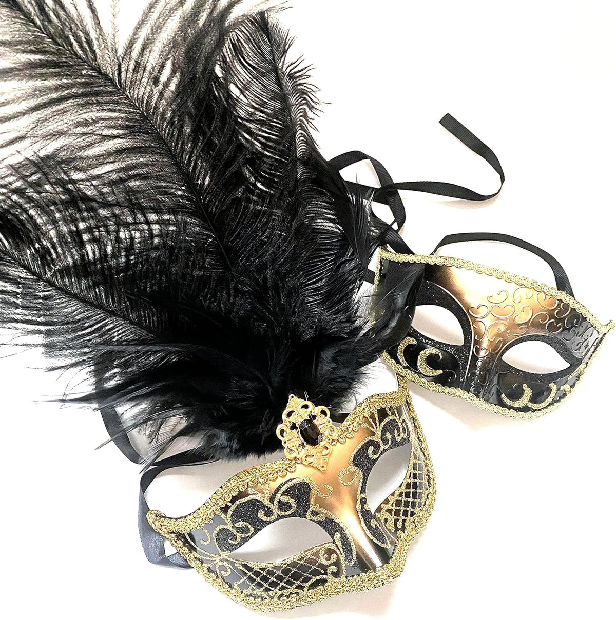 Masquerade Feather Mask Pair Dress up Birthday Party Prom Wedding Dance Anniversary Wear