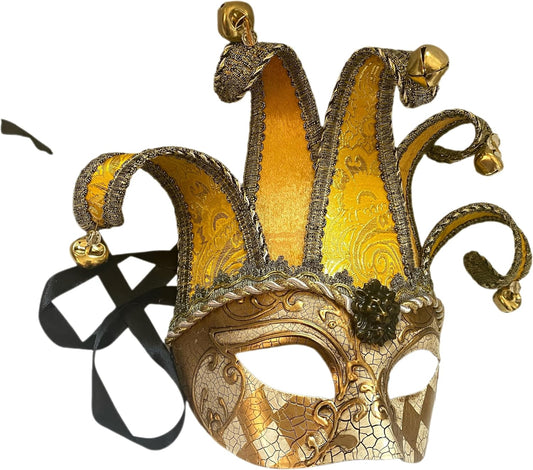 Unisex Mens Mardi Gras Vintage Harlequins Masquerade Jolly Jester Mask Cosplay Dance Birthday Carnival Party
