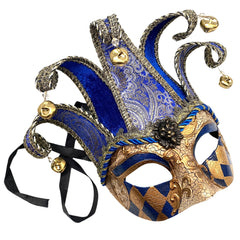 Unisex Mens Mardi Gras Vintage Harlequins Masquerade Jolly Jester Mask Cosplay Dance Birthday Carnival Party