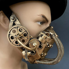Masquerade Gas Mask Respirator Jaw Mask with Hose Tube Steampunk Burning Man Halloween Party Wear