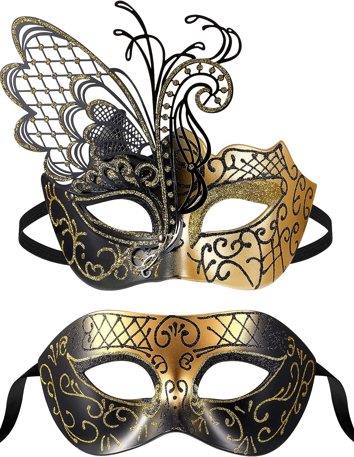 Couples Masquerade Masks Butterfly Venetian Face Cover for Mardi Gras Halloween Masquerade Party Costume
