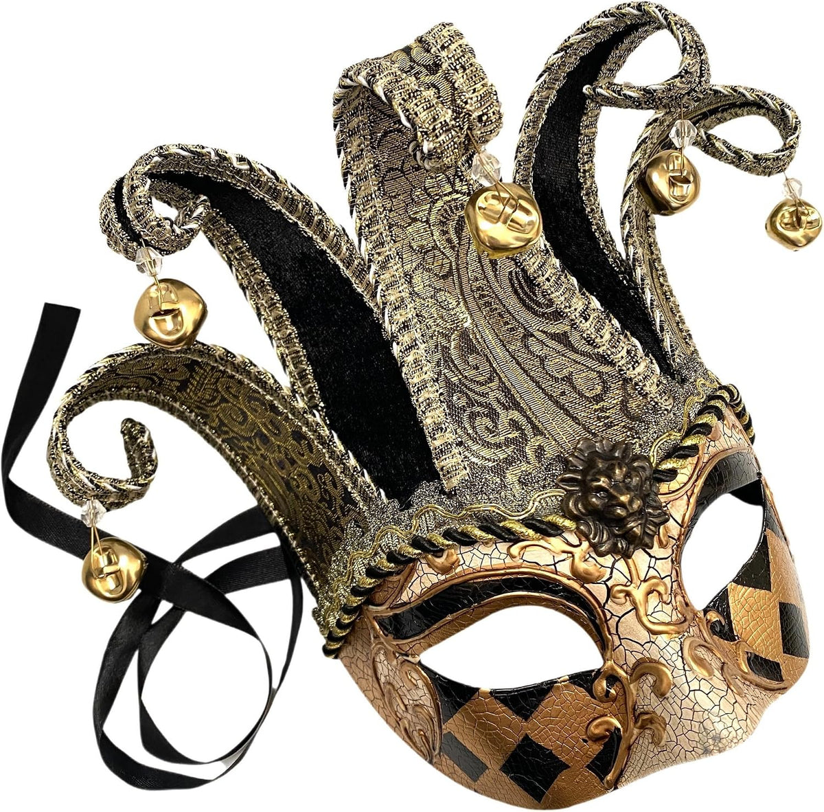 Mens Mardi Gras Vintage Harlequins Masquerade Jolly Jester Mask Cosplay Dance Birthday Carnival Party