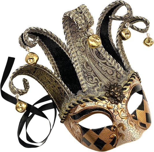 Mens Mardi Gras Vintage Harlequins Masquerade Jolly Jester Mask Cosplay Dance Birthday Carnival Party