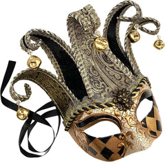 Unisex Mens Mardi Gras Vintage Harlequins Masquerade Jolly Jester Mask Cosplay Dance Birthday Carnival Party