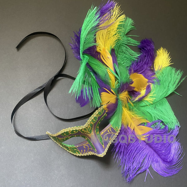 Mardi Gras Feather Mask Costume Carnival dress up Parade Birthday Dance Prom Eye Wear