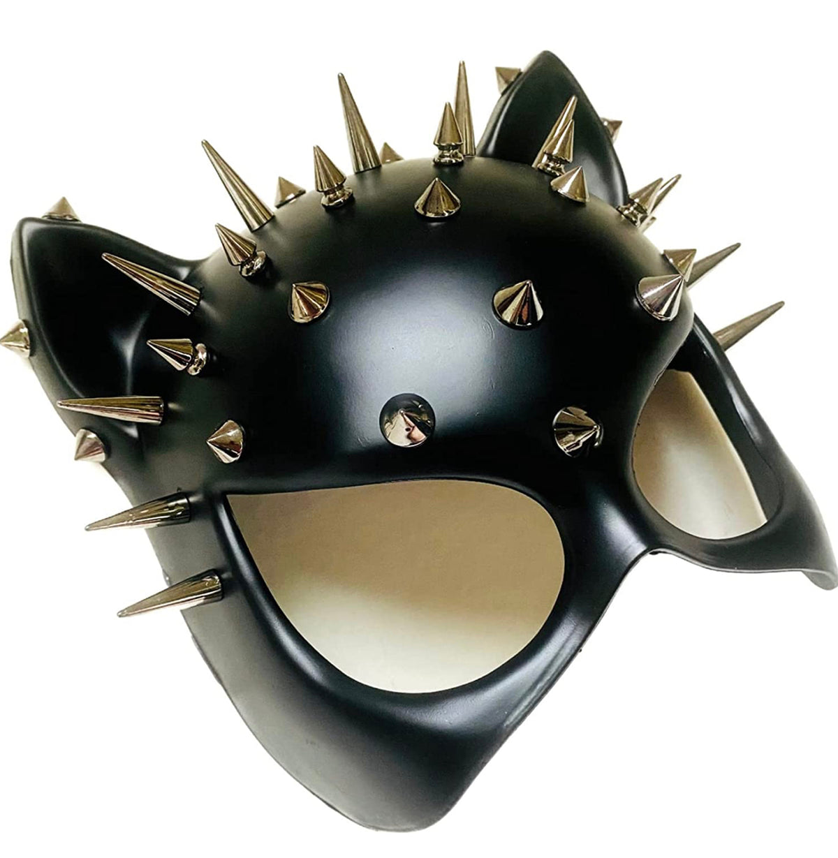 Black Cat Woman Spiked Masquerade Mask – Halloween Cosplay Costume