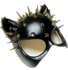 Black cat woman mask Halloween cosplay dress up costume kitty cat role play mask with spikes