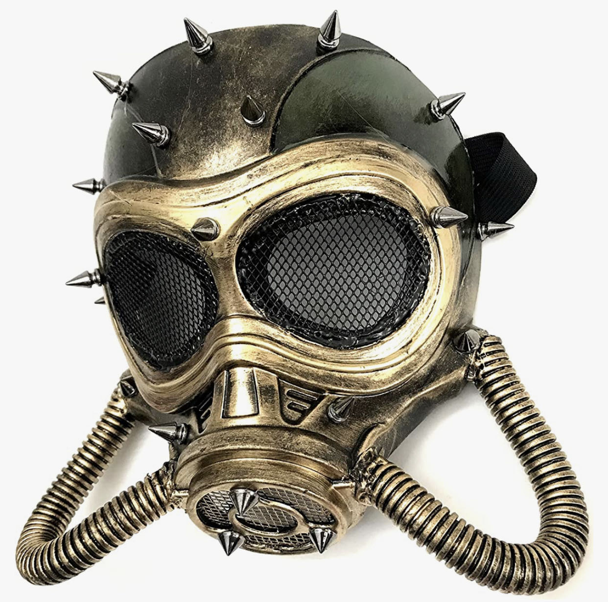 Unisex Full Face Mouth Gas Mask Halloween Costume Cosplay Steampunk Party Brass Green Gold Masquerade Gas Mask