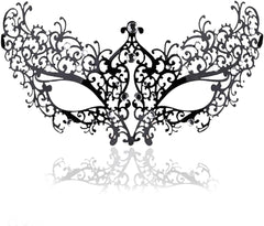 Masquerade Mask for Women Ultralight Metal Mask Shiny Metal Rhinestone Venetian Pretty Party Evening Prom Ball Mask