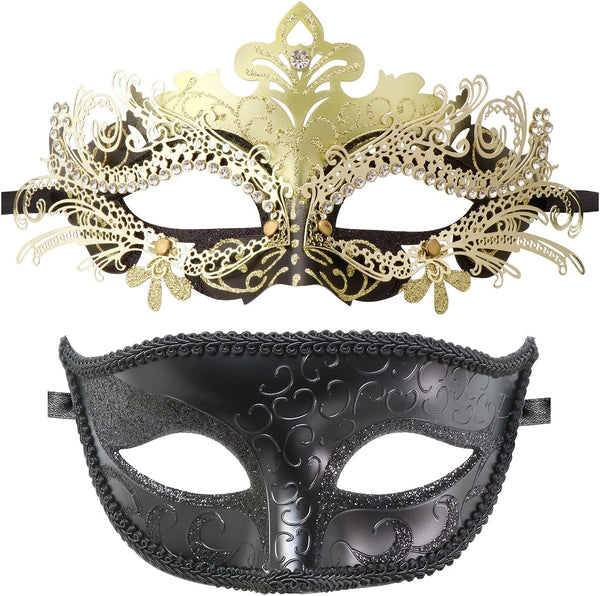 Couple Masquerade Metal Masks Venetian Halloween Costume Mask Mardi Gras Mask Cosplay Party Costume Ball Wedding Party Mask